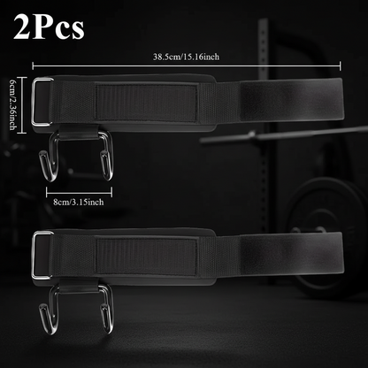 Heavy-Duty Metal Weightlifting Hooks - Adjustable Black Fitness Grip Straps with Horizontal Bar Attachment for Pull-Ups
